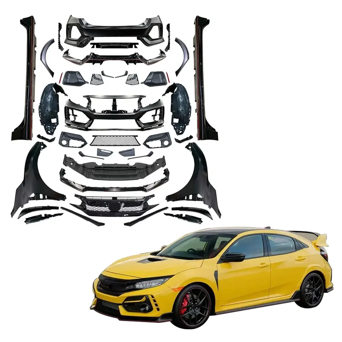 SPM marca parachoques difusor Spoiler faldón lateral 2016 2017 2018 2019 2020 para Honda Civic tipo R 1-1 estilo cuerpo Kit Accesorios