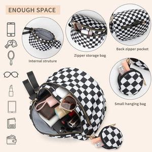 Sac banane à carreaux tendance pour femme, pochette de ceinture de voyage, sac à bandoulière pour la course et le shopping - Product Image 2
