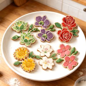 Ensemble de découpoirs à biscuits floraux 3D : Tournesol, Rose – Moules à biscuits floraux printemps-été – Outil de pâtisserie - Product Image 3