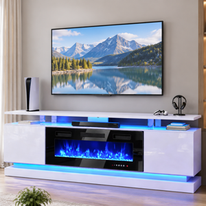 Support TV avec foyer <span class=keywords><strong>électrique</strong></span> intégré de 30 pouces, économe en énergie, 12 couleurs de flamme, télécommande, réglable, avec garantie d'un an - Product Image 1