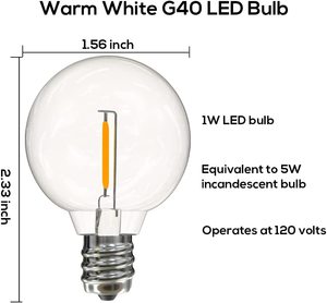<span class=keywords><strong>Guirnalda</strong></span> de Luces Solares G40 E12 para Exteriores, Impermeables, Bombillas Resistentes a los Golpes, Luces LED para Jardín, 25 pies 25 bombillas, 50 pies 50 bombillas, CE Rohs - Product Image 6