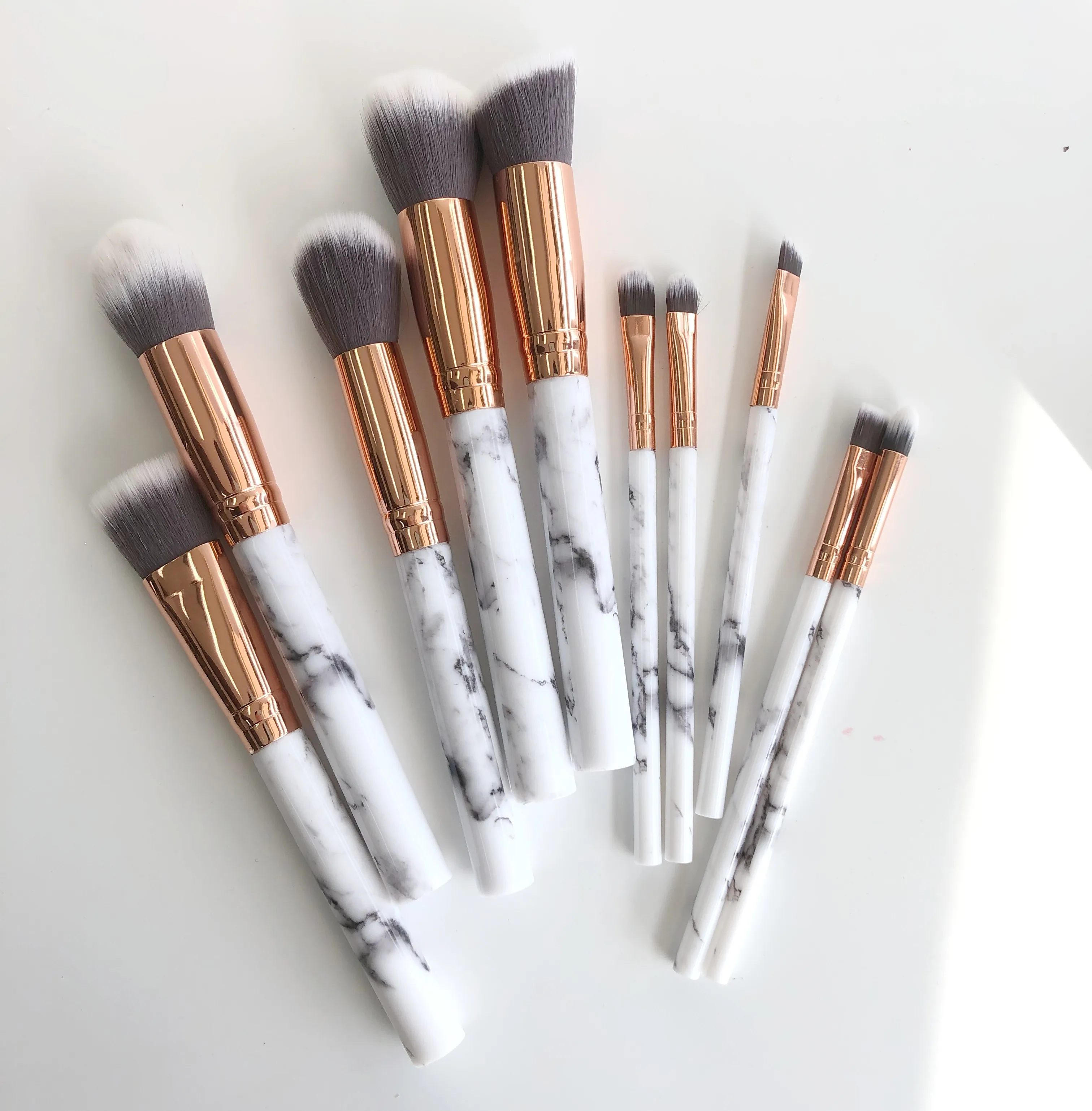 Best Quality Eyeshadow Brush 10pcs Marble Synthetic Makeup Brush Set With Private Label