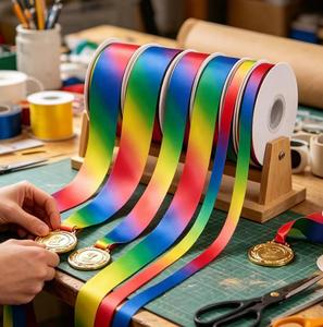 Decorazioni per Feste, Fiocchi Fatti a Mano, Nastri in Raso Arcobaleno a Doppia Faccia da 2,5 cm, 20 Iarde per Confezioni Regalo e Compleanni - Product Image 6