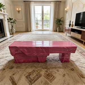 Banc à chaussures rose, tabouret artistique irrégulier, siège <span class=keywords><strong>d</strong></span>'<span class=keywords><strong>entrée</strong></span> de luxe en fibre de verre brillante, ottoman de mobilier créatif - Product Image 3