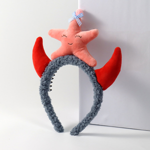 بالجملة مخصص الكرتون لطيف أفخم نجم البحر الشيطان عقال النسيج عصابة شعر حديقة الأطفال الملونة - Product Image 1