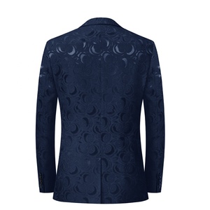 Abiti da Cerimonia Blu Navy con Ricami Floreali per Uomo, Blazer Eleganti Disponibili - Product Image 2