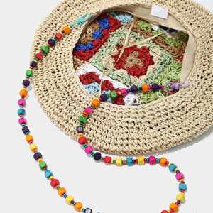 Nouveau Béret Bohème Rétro Ethnique Tressé à la Main Style Littéraire Chapeau de Peintre Décoratif avec Chaîne de Perles Tendance en Paille - Product Image 4