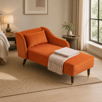 Canapé-lit minimaliste en tissu velours orange beige, une place, chaise longue rembourrée, pour chambre à coucher, salon