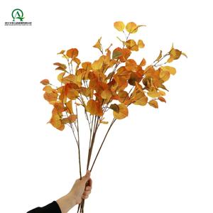 Искусственные осенние ветки листьев осины длинный стебель листвы растения оранжевые листья Спрей для вазы стол домашний коттедж украшение - Product Image 5