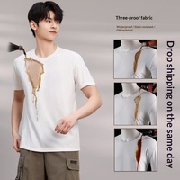 T-shirt en coton mercerisé blanc anti-taches et imperméable, coupe ample, manches courtes, personnalisable avec logo, uniformes de classe