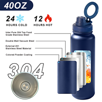 Bouteille d'eau sportive 18 oz en acier inoxydable 540 ml, gourde isotherme sous vide avec support magnétique pour téléphone