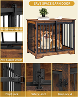 Portes Modernes Élégantes Rustiques en Bois et Métal Noir avec Décorations Linéaires pour Extérieur, Niche pour Chien, Chambre, Lit pour Chien, Salle à Manger, Cuisine, Villa, Hôtel