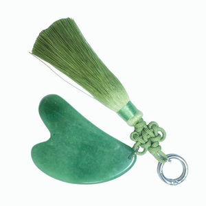 Traditional Chinese Style Green Aventurine Guasha Scraper with Handmade Knot Pendant, Healing Gemstone Face Lifting Massager - Product Image 5