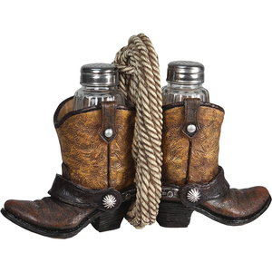 Scarpa da cowboy in resina antica personalizzata divertente saliera e pepiera - Product Image 4
