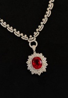 Ensemble de bijoux en or blanc 18 carats avec rubis et diamants de laboratoire couleur D, pendentif et bague, motif floral, cadeau de haute qualité uniquement