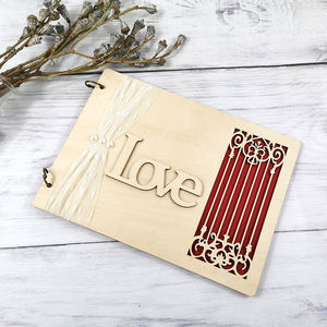 Direkt ab Werk Hochzeits-Gästebuch Erinnerungsbuch mit Holz-Besucherregister Holzhandwerk für Hochzeiten & Wandschilder - Product Image 3