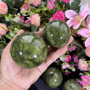 Cristales Curativos Naturales al por Mayor, Esfera de Jade Verde Xiuyu, Bola de Cristal Hecha a Mano para Decoración del Hogar - Product Image 5