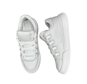 Zapatos de plataforma de cuero blanco puro, con cordones anchos y doble pulido, para aumentar la altura, informales y de oficina, color blanco bebé. - Product Image 6