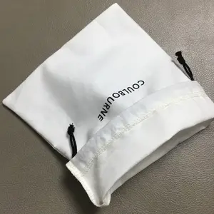 Custom Logo Printed Soft Brushed Cotton Twill Gift Drawstring Packaging Shoe Bag Luxury Cotton Shoe Dust Bag