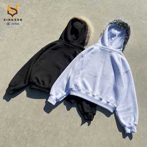 เสื้อฮู้ดดี้ผ้าฝ้ายแท้ 100% คุณภาพสูง ทรงโอเวอร์ไซส์ สไตล์วินเทจ ลวดลายไล่เฉดสีแบบย้อมกรด พร้อมฮู้ดบุขน ซิปแบบดิสเทรส - Product Image 4