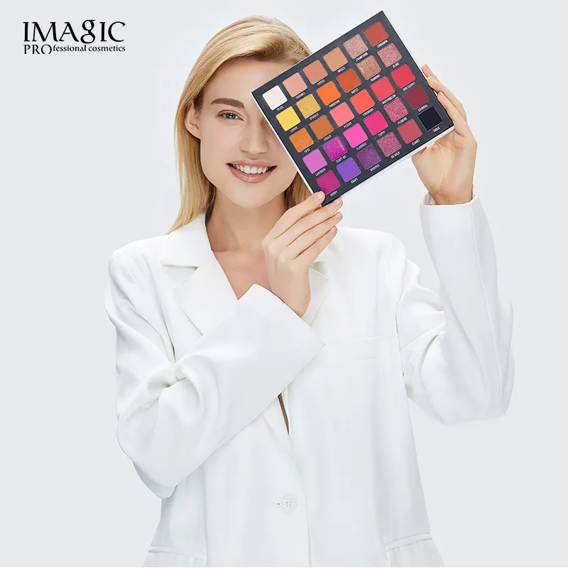 IMAGIC − Palette de 30 fards à paupières, Pigments violets, mats, paillettes, maquillage des yeux, rose, rouge