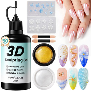 Gel de sculpture d'ongles 3D, colle à strass, résine acrylique transparente, adhésif pour nail art DIY, 50 ml - Product Image 1