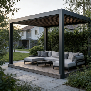Pergola bioclimatique de jardin extérieure robuste en aluminium motorisée, imperméable, avec éclairage LED, pour jardin, patio, cour arrière, toit à lamelles - Product Image 3