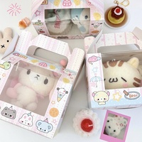 Boîtes en carton pliables de qualité supérieure avec fenêtre à pignon pour cadeaux d'anniversaire d'enfants, rose Sakura, petite taille 10 cm, 50 pièces MOQ