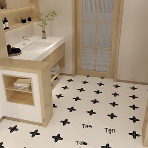 Azulejos de porcelana de cerámica blanca <span class=keywords><strong>y</strong></span> negra de 300x300mm Retro francés suelo rústico antideslizante <span class=keywords><strong>para</strong></span> baño cocina balcón Función de ladrillo refractario - Product Image 4