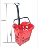 Grand panier à provisions en plastique PP de 45L avec roues Panier à main portable et durable pour supermarché et épicerie