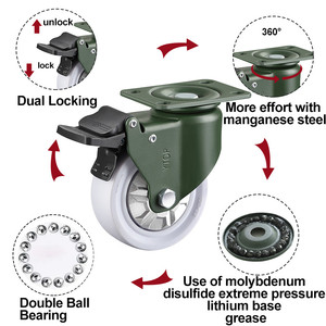 Ingrosso di rotelle industrial YTOP 4 Zoll weiße Rollen pp Räder feste Schwenk bremsen Industrial Castor - Product Image 3