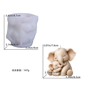 Molde <span class=keywords><strong>de</strong></span> Silicona 3D <span class=keywords><strong>de</strong></span> Elefante Madre e Hijo, Molde <span class=keywords><strong>de</strong></span> Resina <span class=keywords><strong>con</strong></span> Forma <span class=keywords><strong>de</strong></span> Elefante <span class=keywords><strong>de</strong></span> Orejas Grandes para Hacer Velas Aromáticas Hechas a Mano - Product Image 3