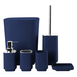 Wholesale Bathroom Supplies Six-piece Square Electroplating Mouthwash Cup Teeth Holder Soap Box Bathroom Set