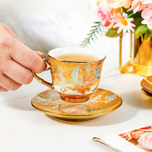Ceramic Teacup <b>Set</b> With Saucers Floral Pattern Gold Trim Afternoon <b>Tea</b> Wedding Gift Round Handle Coffee <b>Cup</b> <b>Set</b> - Product Image 3