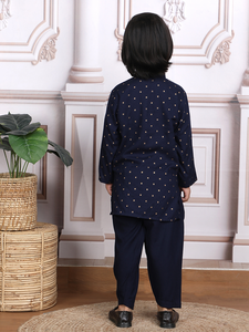 Conjunto de Kurta y Pijama Azul Marino para Niños, Ropa Tradicional India, Traje Festivo, Elegante y Cómodo - Product Image 2