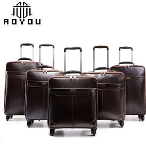 16/17/18/20/22/24 inch kinh doanh kinh điển Xe đẩy Túi hành lý bộ thời trang PU da thật hỗ trợ cặp với túi - Product Image 6