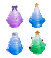 Feliz adorno decoración de Navidad árbol pequeño resina arte artesanía Micro paisaje figuras brillantes luminosas 3D Navidad invierno ornamento