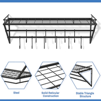 Ensemble de casseroles et poêles suspendues Unité d'organisation de cuisine en métal Étagère murale et rail de cuisine Supports et étagères de rangement personnalisés