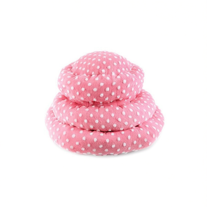 Set di 3 Lettini Rotondi per Animali Domestici in Velluto di Cotone Jacquard con Puntini Rosa - Product Image 2