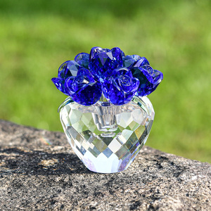 Regalos de Flores de Cristal Azul Especial para Mamá, Esposa, Novia, Adornos de Flores de Cristal para el Hogar, la Oficina, la Mesa, Pisapapeles - Product Image 6