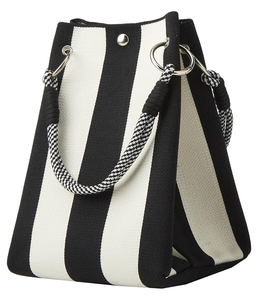 Bolso de Hombro Tipo Cubo para Viaje y Compras, Tejido a Crochet, con Diseño Floral Elegante a Rayas, Duradero, Impermeable y de Gran Capacidad - Product Image 1