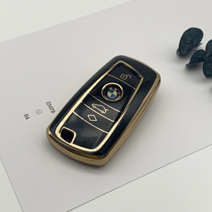 Porte-clés GZ DOMI avec bordure dorée brillante en TPU, accessoires de voiture, décoration, étui pour clé de voiture, housse de protection pour BMW 5/7series/525i - Product Image 3