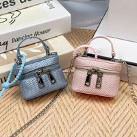Sac de maquillage mini bandoulière de luxe en cuir, pochette élégante pour écouteurs avec double fermeture éclair, porte-clés et breloques pour sac, boîte mystère