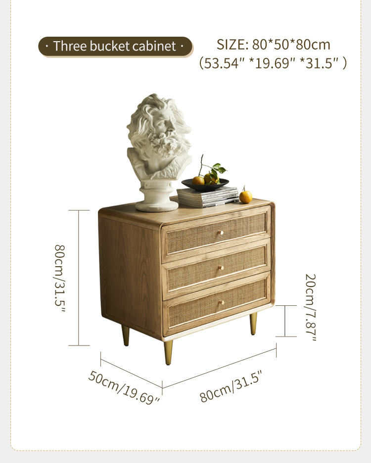 Couleur noyer naturel 3 tiroirs 53,54"*19,69"*31,5''