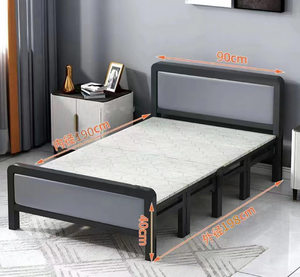 Base de Cama Individual Metálica Plegable de Acero con Cabecero y Piecero Tapizados para Dormitorio - Product Image 2