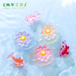 Vase écologique micro-paysage nocturne luminescent avec lotus et feuilles, aquarium, décoration de paysage DIY pour aquarium - Product Image 5