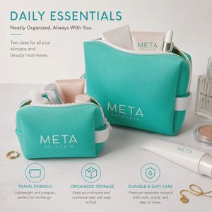 OEM ODM Neoprene Cosmetic Pouch Set Custom Logo Soft Water Resistant Travel Makeup Toiletry Organizer in Two Size Set - Product Image 1