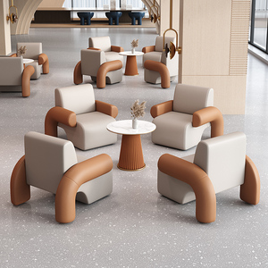 Sillón de Oficina Moderno y Minimalista, Tapizado, Color Beige Gris, para Sala de Espera o Recepción - Product Image 2
