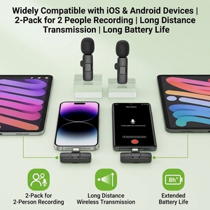 Micrófono Lavalier Inalámbrico B2B, Micrófono Mini Portátil con Conexión Lightning para Grabación de Audio y Video, para iPhone y Android, Transmisión <span class=keywords><strong>en</strong></span> <span class=keywords><strong>Vivo</strong></span> - Product Image 3