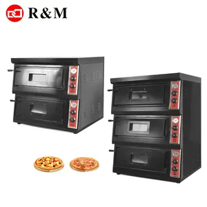 Tiga Dek Batu Commercial Hotel Dapur Peralatan Bakery Stainless Steel Pizza Oven Berdiri Cetakan, Italia Pizza Oven Harga